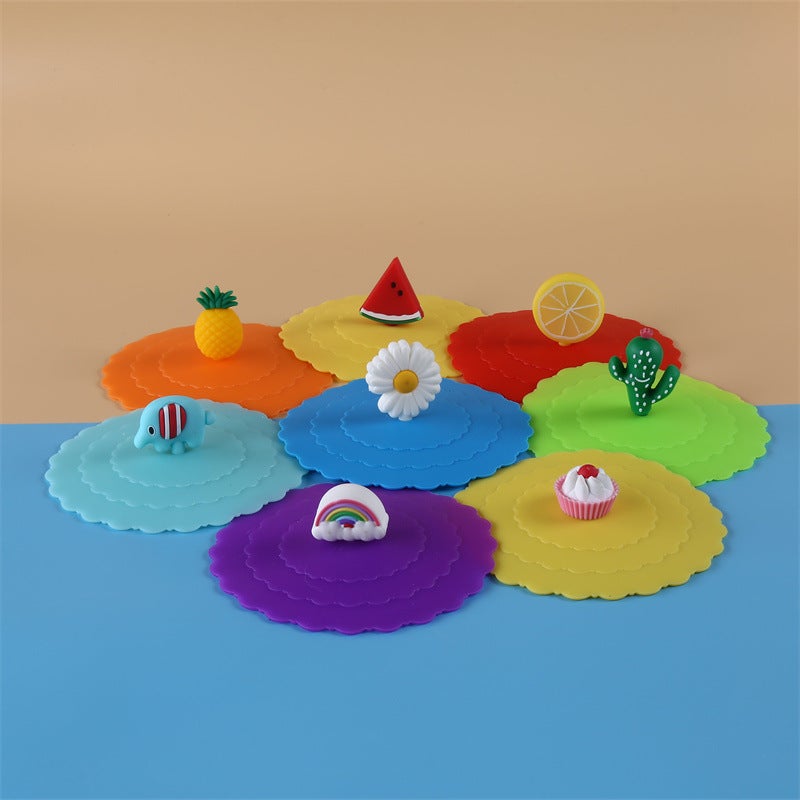 Wave Cover Silicone Cover Cartoon Cute Universal Dustproof Detachable Doll Silicone Cup Cover For Primary School Students - Image 4