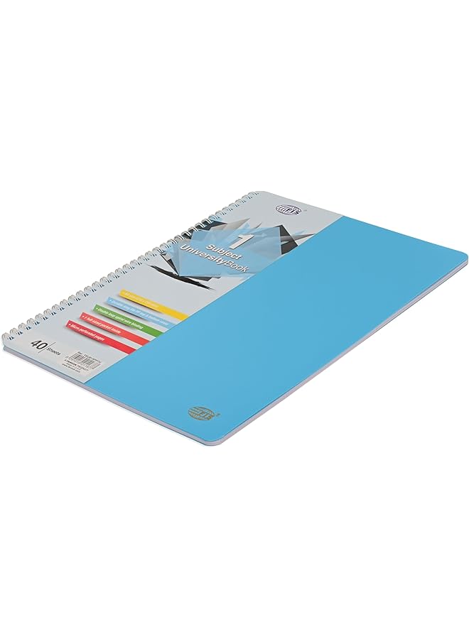 erorex University Book Spiral Pp Neon Soft Cover 1 Subject A4 Size 210X297Mm 40 Sheets Turquoise Color Fsub1Spptu - Image 1