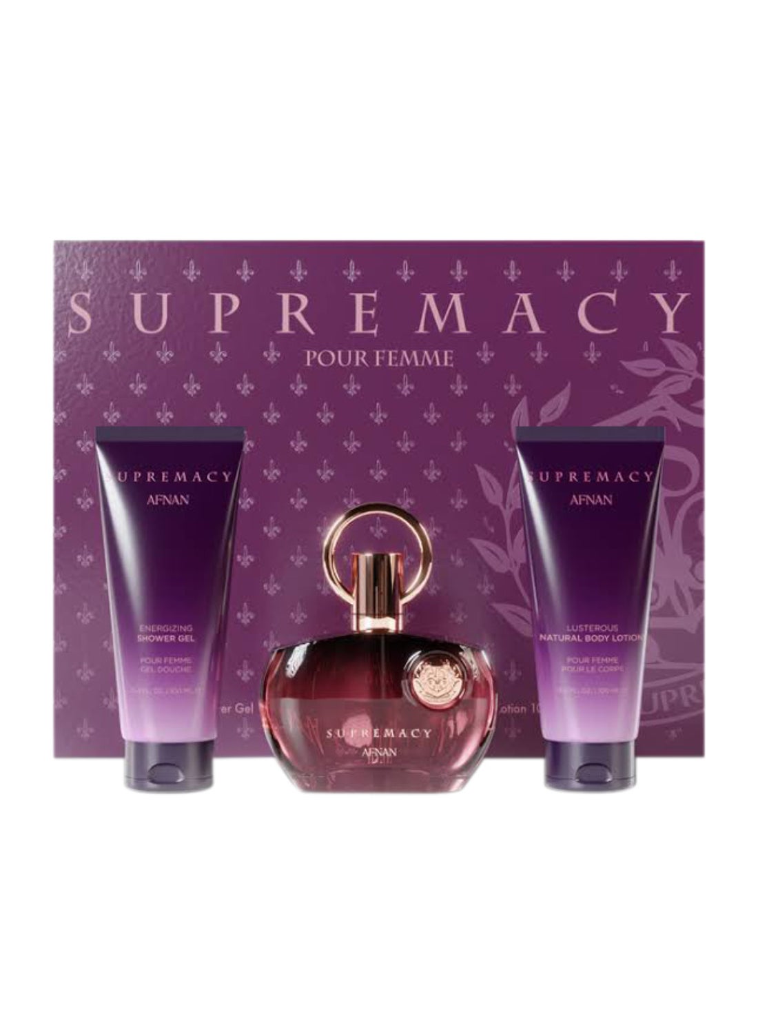 Afnan Gift Set Supremacy Purple Body Lotion Shower Gel Perfume Gift Set