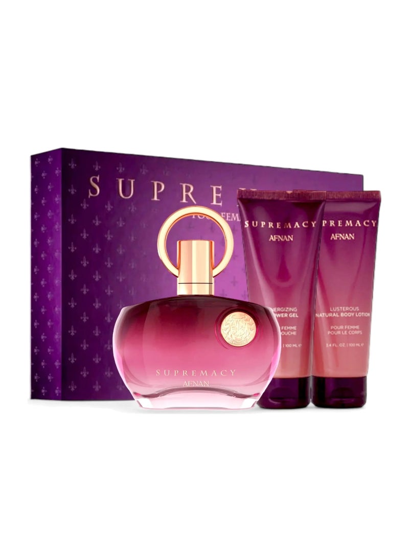 Afnan Supremacy Purple Perfume Gift Set – Eau De Parfum + Body Lotion + Shower Gel  - Image 3