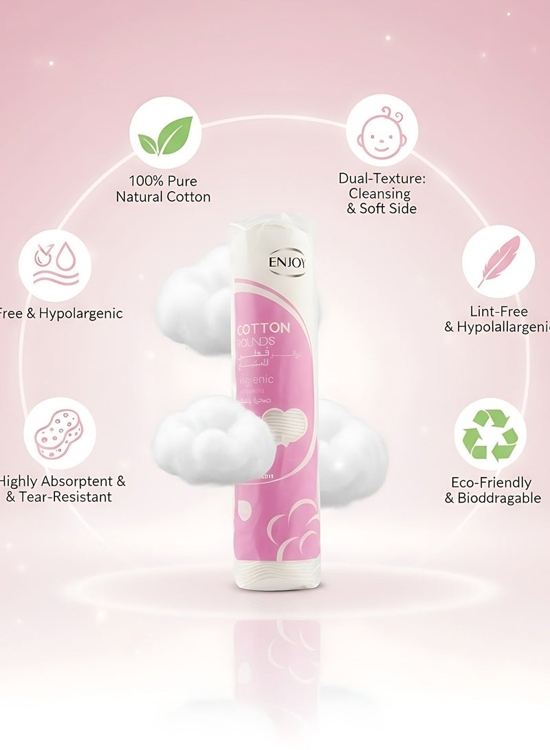 إنجوي انجوي أقراص قطنية ناعمة لإزالة المكياج وتنظيف البشرة – 100٪ قطن طبيعي نقي، فائقة الامتصاص، مزدوجة الملمس، خالية من النسالة وآمنة للبشرة الحساسة (عبوة واحدة) - Image 2