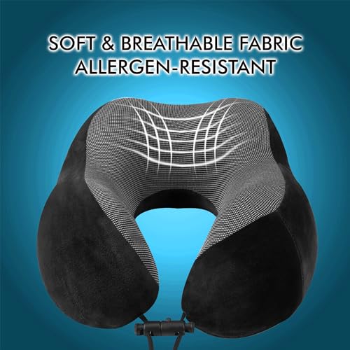GREELI Premium Memory Foam Luxury Travel Neck Rest Pillow with Super Soft Removable Cover, Multipurpose Comfortable Travel Pillow for Men and Women (Black Combo) - Image 3
