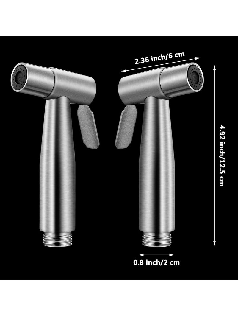 MJZ 2 Pieces Bidet Toilet Sprayer Head Stainless Steel Handheld Bidet Sprayer for Personal Hygiene Cloth Bathroom Diaper Sprayer for Kitchen and Toilet Cleaning - Image 2
