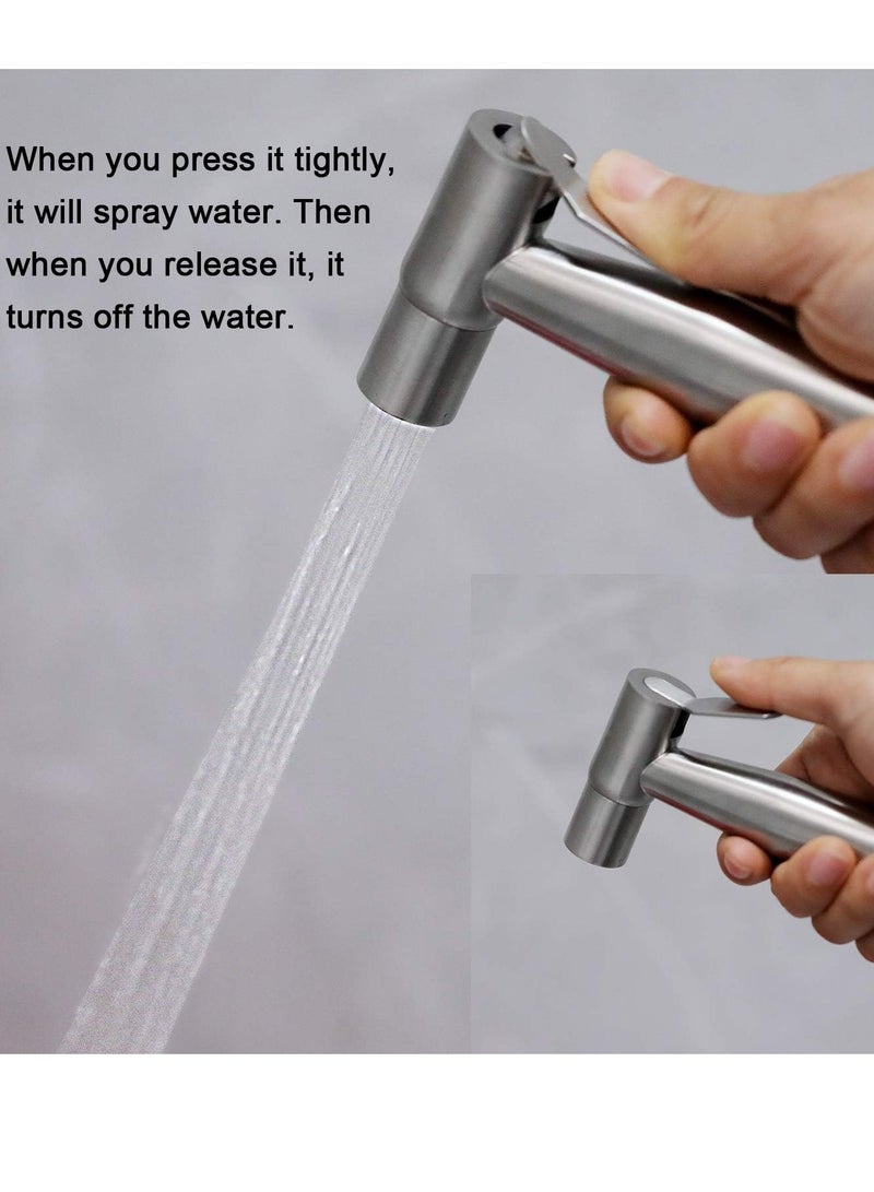 MJZ 2 Pieces Bidet Toilet Sprayer Head Stainless Steel Handheld Bidet Sprayer for Personal Hygiene Cloth Bathroom Diaper Sprayer for Kitchen and Toilet Cleaning - Image 4