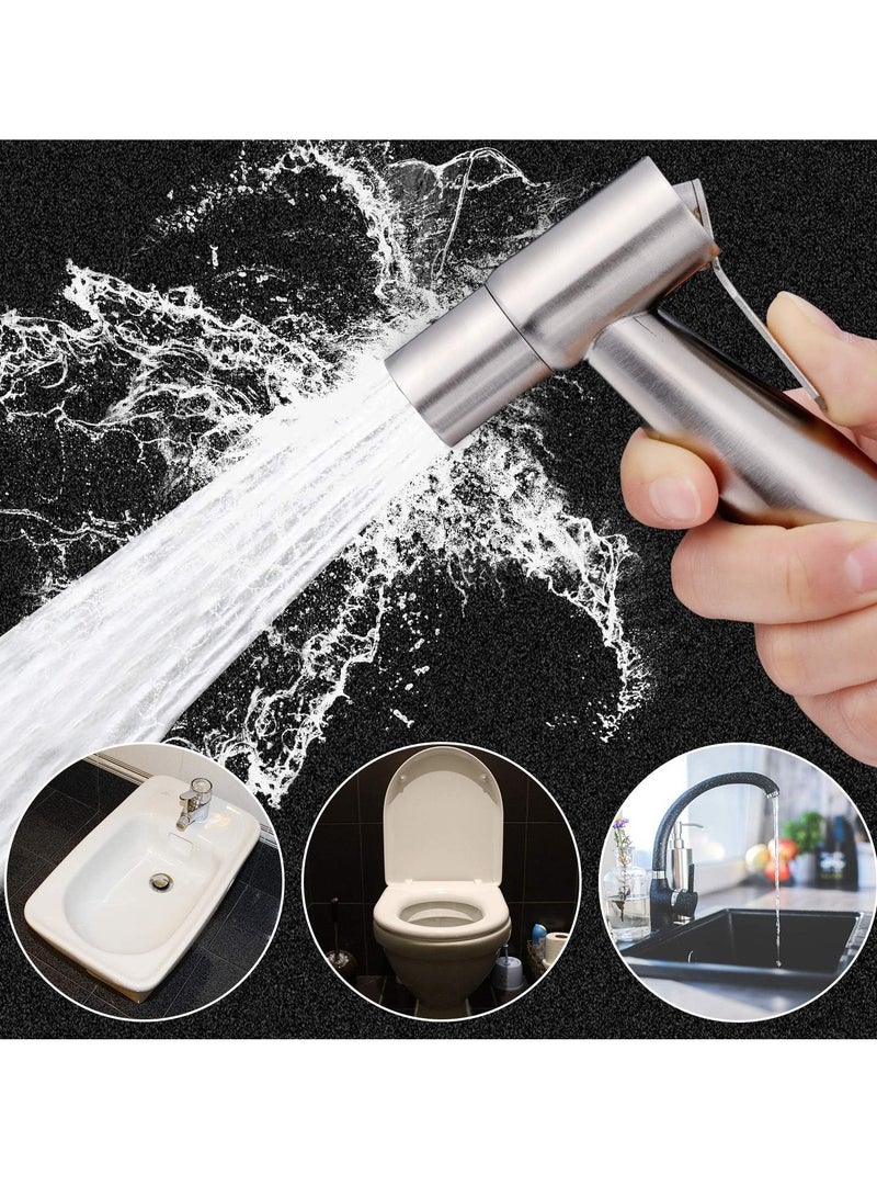 MJZ 2 Pieces Bidet Toilet Sprayer Head Stainless Steel Handheld Bidet Sprayer for Personal Hygiene Cloth Bathroom Diaper Sprayer for Kitchen and Toilet Cleaning - Image 5