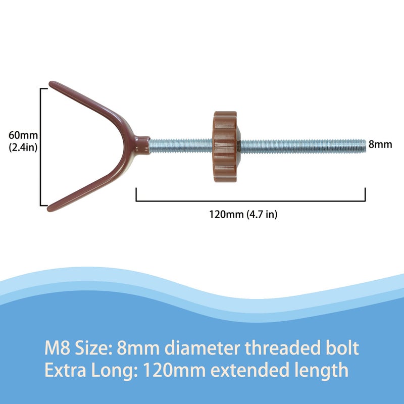 vmaisi Baby Gate Banister Adapter Y-Spindle Rods - M8 (8mm) Replacement Bolt Part for Pressure Mounted Baby and Pet Safety Stair Gates, Extra Long Wall Mounting Screws Rod & Bolts (Y-Brown-2 Pack) - Image 4