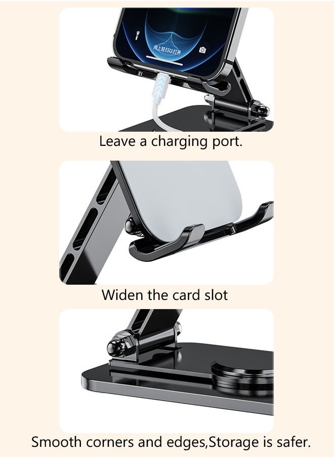 Generic Folding Cell Phone Stand Adjustable 360° Rotation Non-Slip Metal Phone Stand for Desk  - Image 5