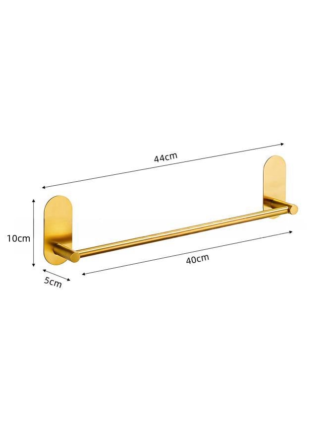 WAOKN (towel bar) - Self Adhesive 40cm Bathroom Towel Bar Brushed SUS 304 Stainless Steel Bath Wall Shelf Rack Hanging Towel Stick On Sticky Hanger Contemporary Style（Gold）  - Image 3