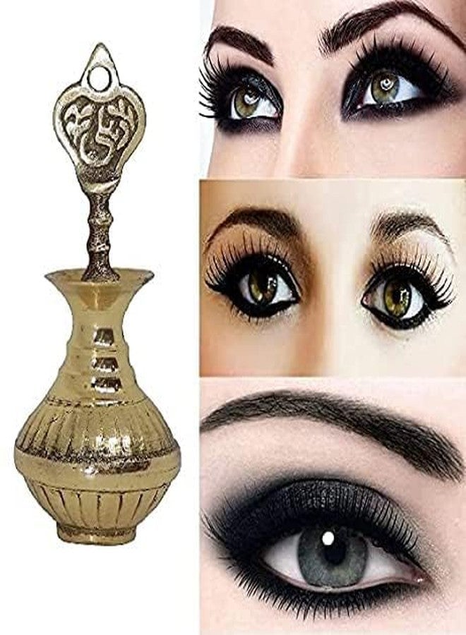 حامل كحل تقليدي من النحاس الأصفر من SRRI، 8.5 سم، حامل كحل للعين بدون سورما، ذهبي اللون - Image 4