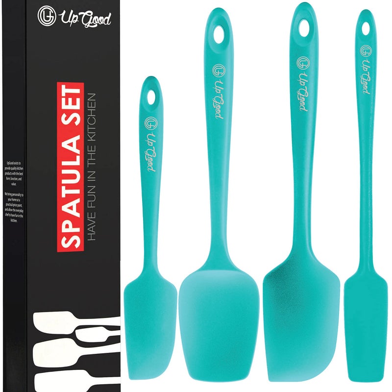Upgood Silicone Spatula Set 600AF - High Heat Resistant Nonstick  Small and Large Kitchen Spatulas - Flexible BPA Free Professional grade cookware - Utensils for cooking  Baking  Mixing(4 Pcs  Teal)