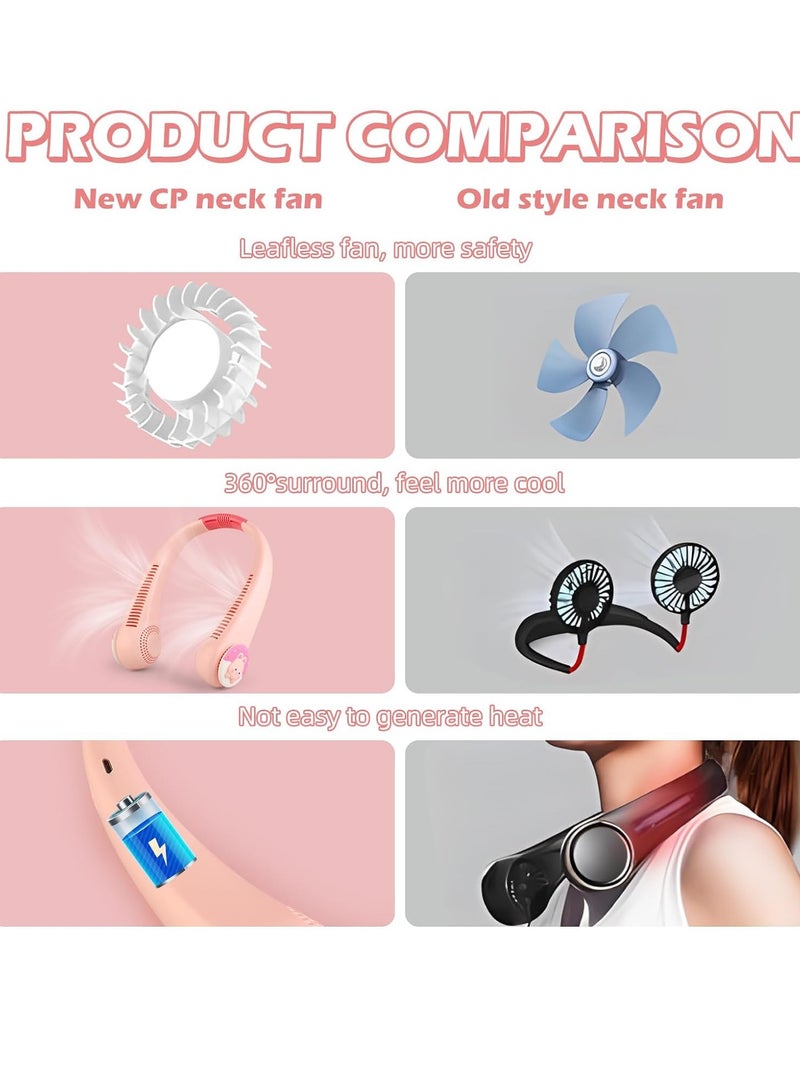 General Neck Fan - Bladeless Rechargeable Fan with Battery Operated and 3 Speeds Adjustable, Personal Portable Fan for Summer Travel, Gifts for Kids Girls Women Men Indoor Outdoor  - Image 4