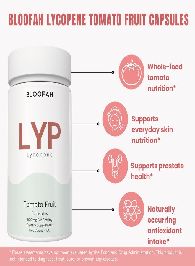 Bloofah Lycopene Supplement Capsules 500mg – Tomato Fruit Powder with Natural Lycopene for Antioxidant & Daily Wellness Support | Gluten Free, Non-GMO (120 Count (Pack of 1)) - Image 4