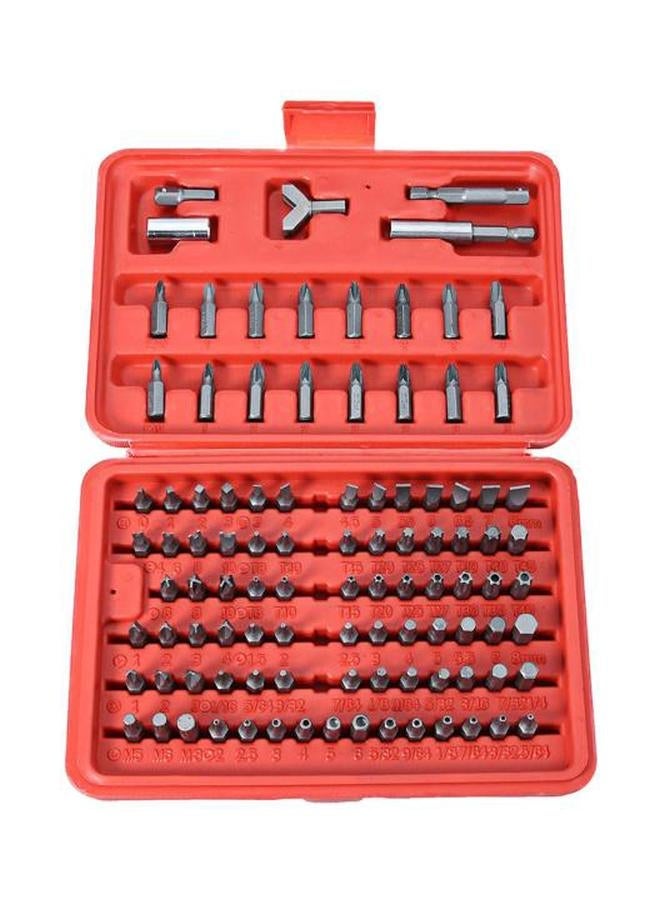 NIBEMINENT 100-Piece Bit Electrical Screw Driver Set Red/grey  - Image 1