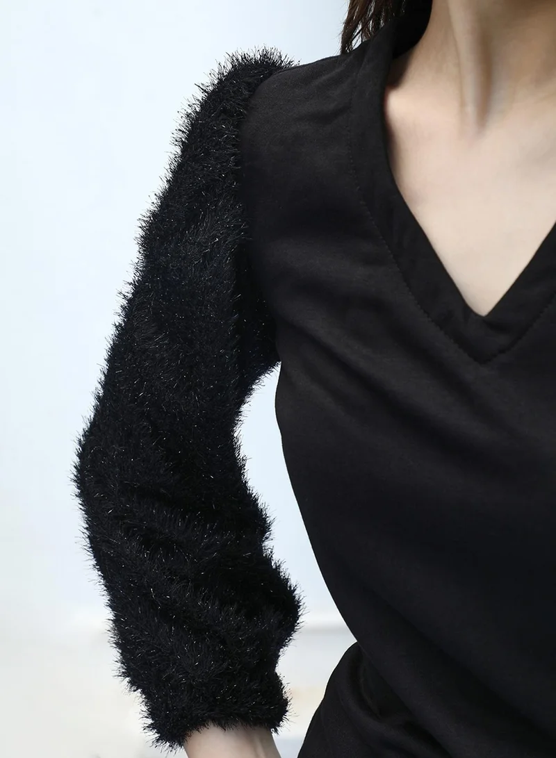 PINACOLADA  Women's Midnight Black & Charcoal Grey Contrast Mini Dress for Women | Best Price UAE