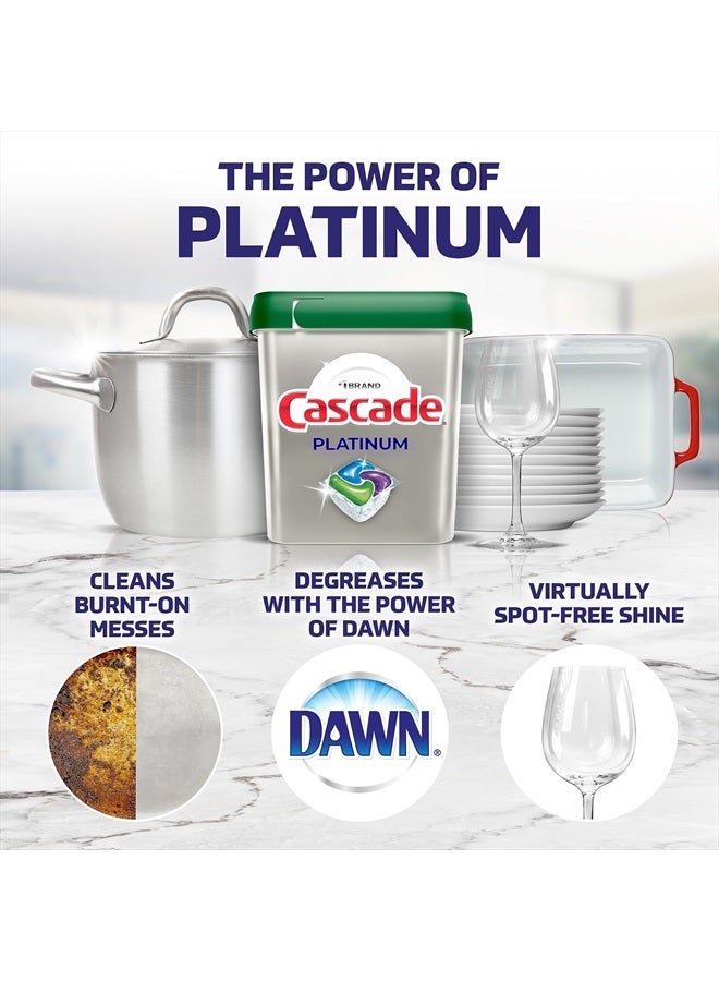 Cascade Platinum Dishwasher Pods, Dishwasher Detergent Pod, Dishwasher Soap Pod, Actionpacs Dish Washing Pod, Lemon, 62 Count Dishwasher Detergent Pods (Packaging may vary) - Image 2