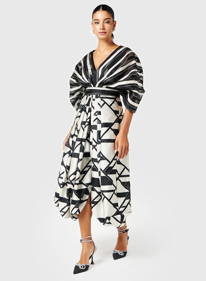 ثريدز باي اجوني Striped Geometric Dress