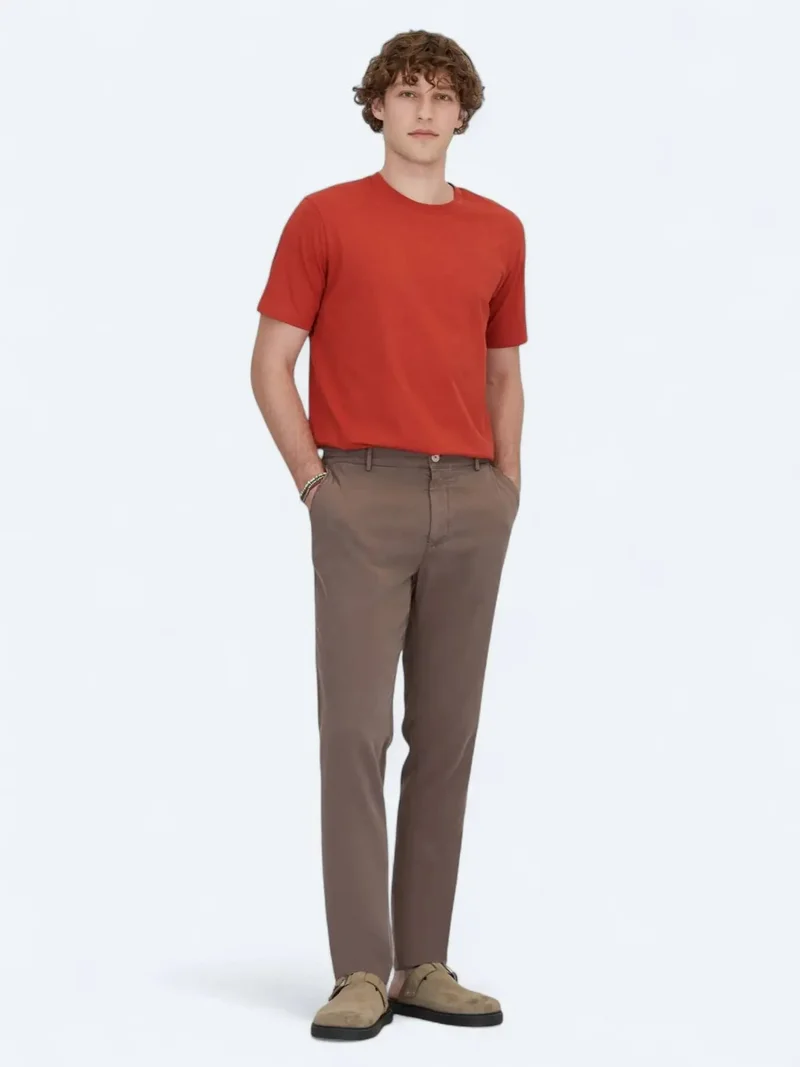 Kip Brown Weaving Jogging Fit Casual Cotton Blended Trousers