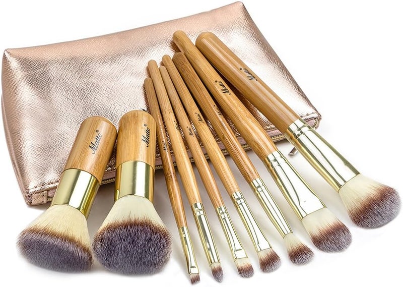 Matto Makeup Brushes 9-Piece Makeup Brush Set Foundation Brush with Travel Makeup Bag - Image 1