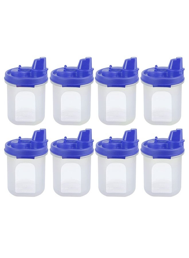 Cutting EDGE Smart Oil Dispenser Storage Air-Tight & Leak Resistant Plastic Round Modular Container for Vinegar, Sauces, Water Easy Flow, BPA Free, Refrigerator Safe (285 ML, Set of 8, Light Blue) - Image 1