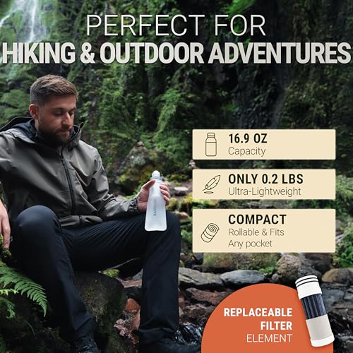 BACHGOLD Portable Water Filter for Camping – Bachgold Squeeze Foldable Bottle | Ultralight Backpacking Filtration for Hiking, Survival & Emergency | Dual-Stage Filtration, Swiss Design (White, 16.9 Oz) - Image 5