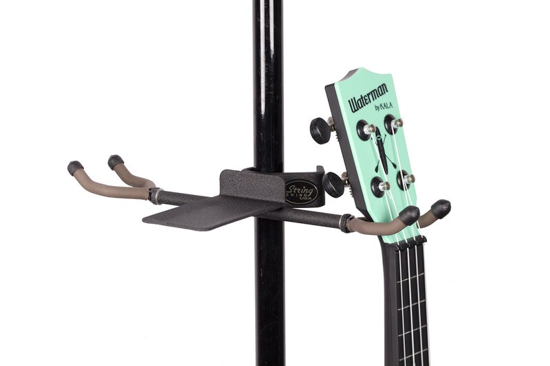String Swing Mic Stand Twin Ukulele Holder Hang Two Ukuleles or Mandolins from your Mic Stand BCC04TWNUK
