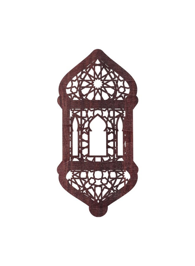 Danube Home Afreen Wood Led Panel Lantern - Brown 17 X 35 Cm Festive Decor & Lighting Elegant Led Lantern With Intricate Cutwork For Living Room, Bedroom, Prayer Area| Decorative Home Accessories - Image 2