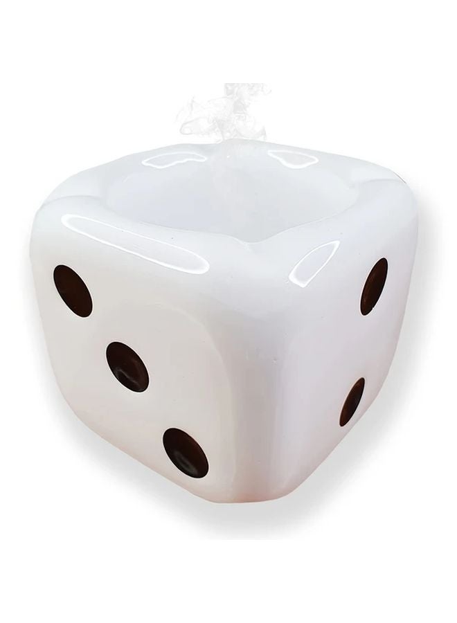 White Ceramic Dice Ashtray Portable Car Cigarette Holder Home Bar Decor Gift - Image 1