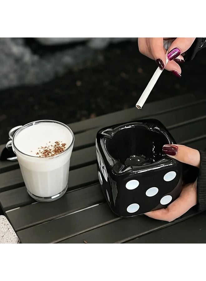 White Ceramic Dice Ashtray Portable Car Cigarette Holder Home Bar Decor Gift - Image 3