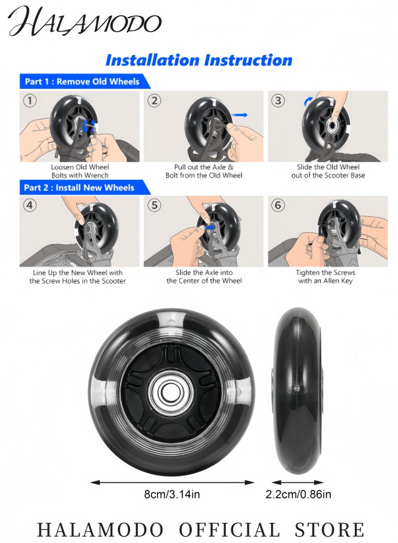 Generic Caster Board Replacement Wheel Set Scooter Replacement Wheels Flashing Roller Lights Back Rear for Kids  Teens Indoor Outdoor Skating  - Image 4