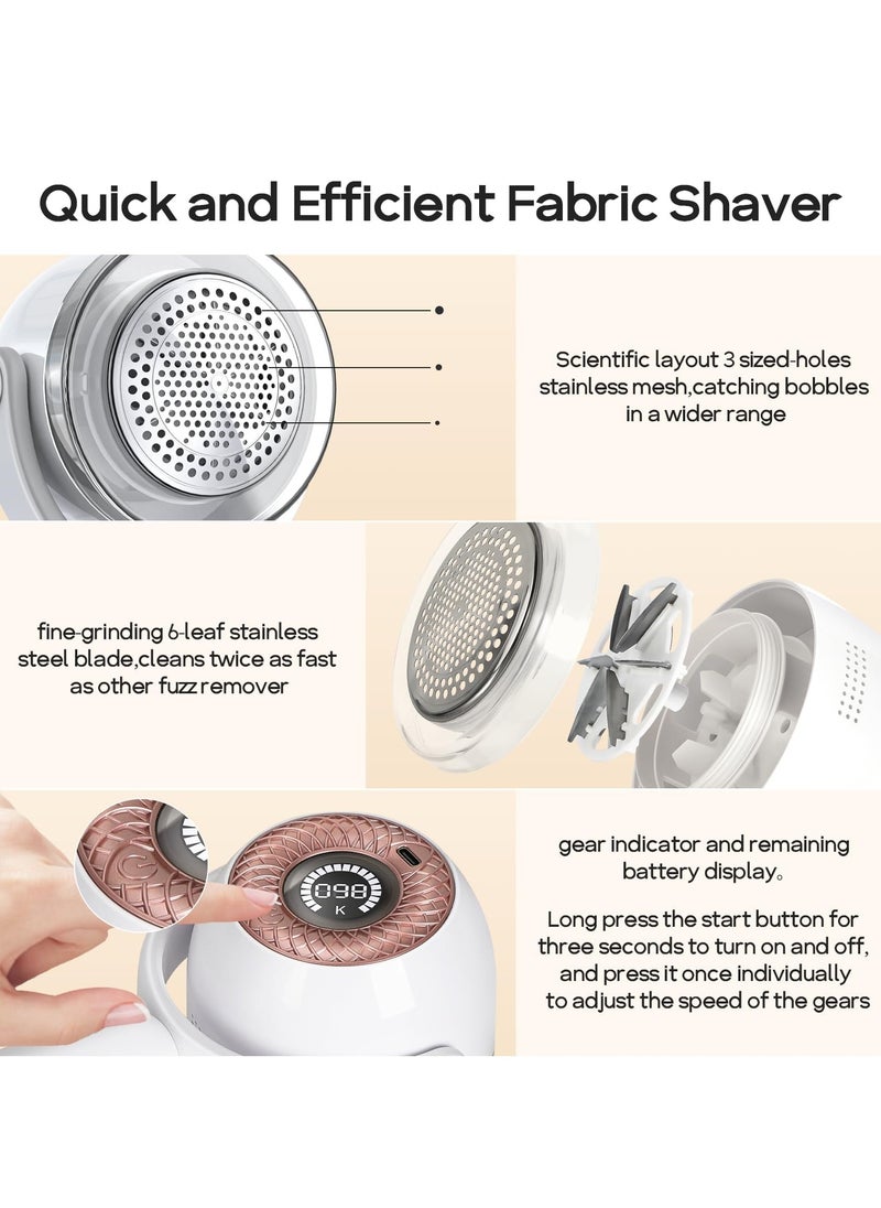 Cuken - Rechargeable Fabric Shaver, Efficient and Durable Lint Remover, Portable Sweater Shaver with 3 Speeds, LED Digital Display and 6 Leaf Blades, Lint Remover for Clothes, Carpets, Sofas and Furniture - Image 1