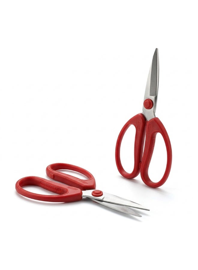 Multi-Purpose Sharp  Cutting Shears , Heavy Duty Stainless Steel Scissors with Non-Slip Ergonomic Handle – for Office, Home, Kitchen & Craft Use, Red - Image 3