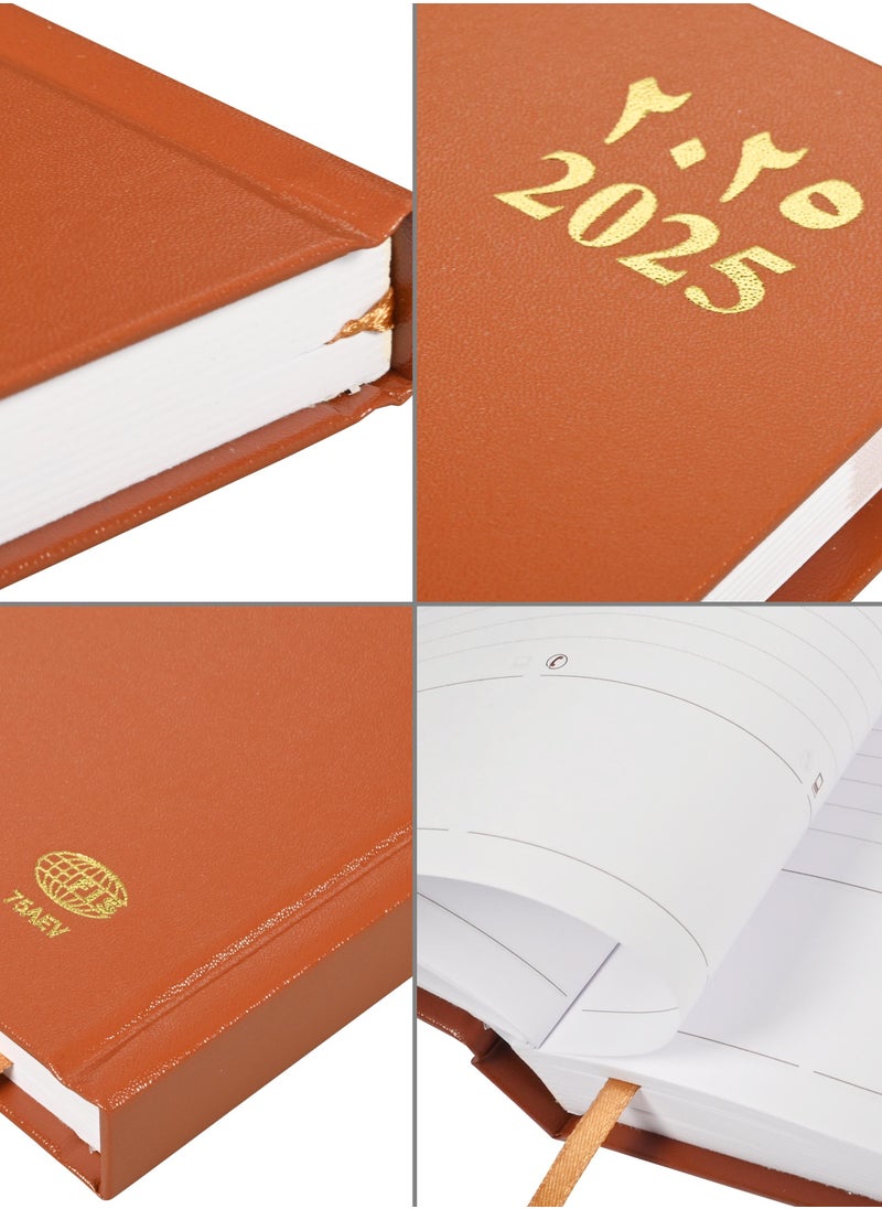 FIS FIS 2025 Agenda Diary Arabic/English Vinyl Hard Cover, Brown - FSDI75AEV25BR  - Image 3