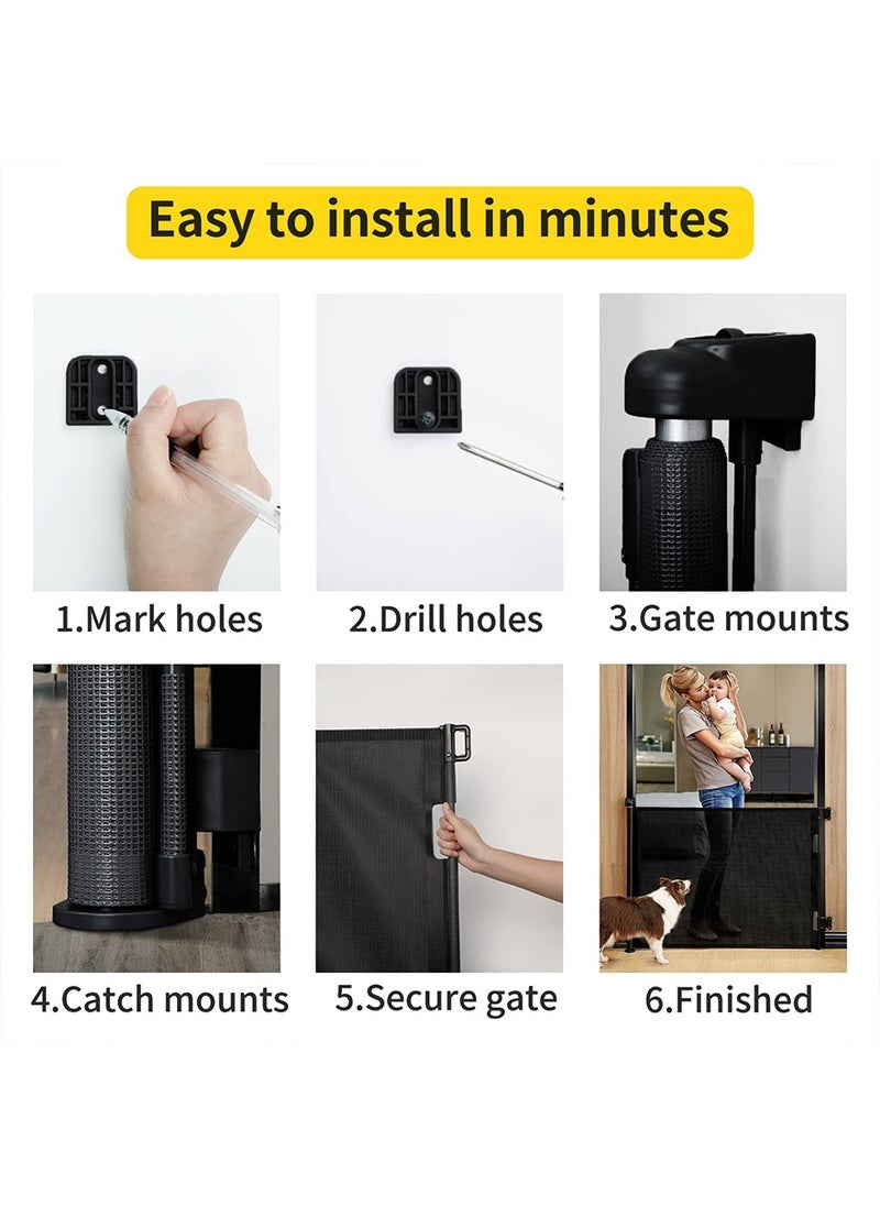 ZERIFAM Retractable Baby Gate, Extra Wide Safety Mesh Baby and Pet Gate 86cm Tall, Extends up to 140cm Wide, Child Safety Baby Gates for Stairs Doorways Hallways, Dog Gate Cat Gate for Indoor and Outdoor  - Image 5