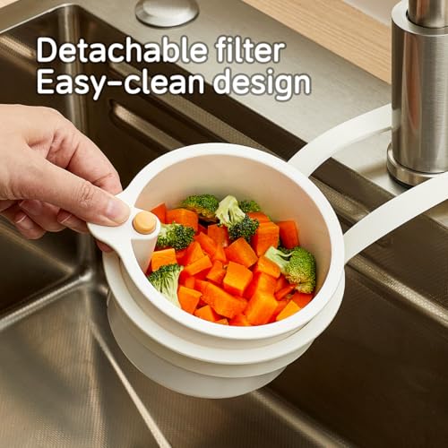SKYTONE Kitchen Sink Drain Basket, Double Layer Strainer Food Waste Filter Baskets,Hanging Sink Drains Holder,Detachable Strain Basket, Easy to Clean (White) - Image 3