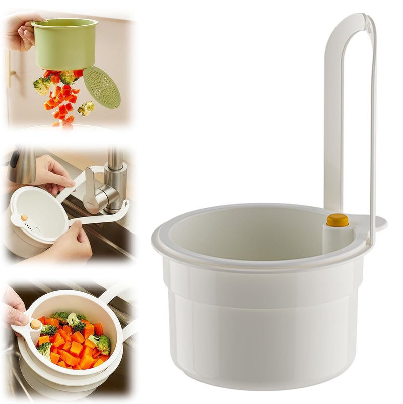 SKYTONE Kitchen Sink Drain Basket, Double Layer Strainer Food Waste Filter Baskets,Hanging Sink Drains Holder,Detachable Strain Basket, Easy to Clean (White) - Image 1