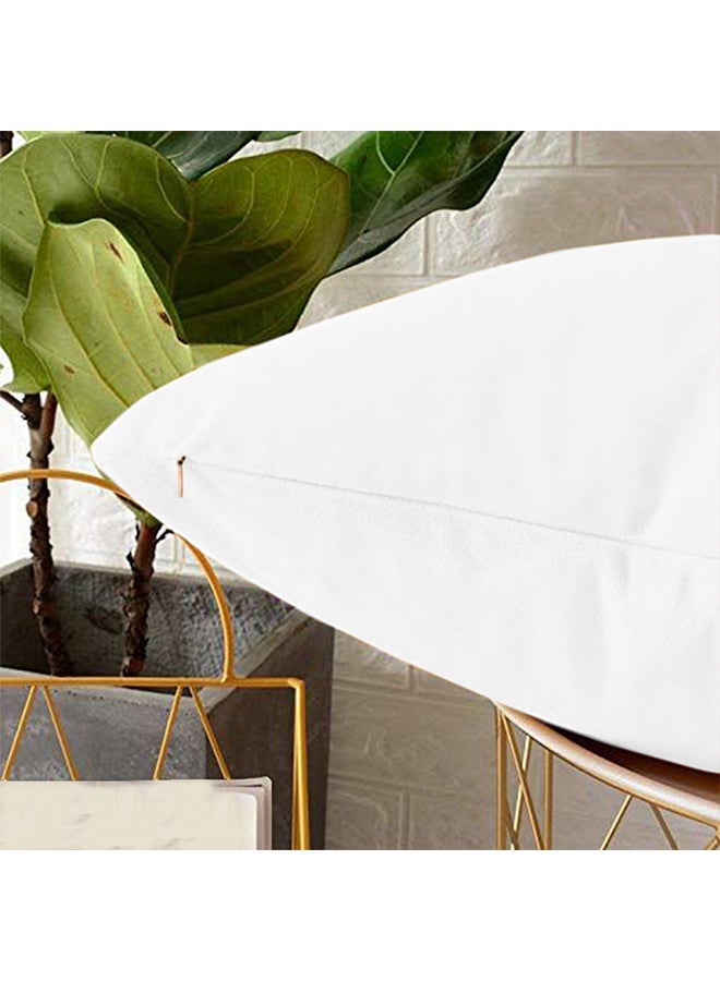 House One Set of 2 Pieces Square Soft Velvet Decorative Cushion with Solid Design and Attractive Colors 45x45 cm - White - Image 2