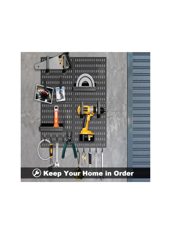 S-TOP Pegboard Combination Kit Wall Mount Peg Board Organizer – Heavy Duty Pegboard Panel Kit with 23 Accessories - Image 5