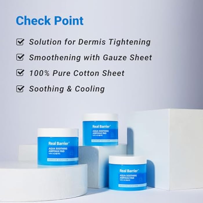 Real Barrier Aqua Soothing Ampoule Pad, 70 Pads l Hyaluronic Acid Facial Serum | Redness Relief for Sensitive Skin | Facial Moisturizer for Dry Skin| Calming Chamomile Extract| Korean Skincare - Image 3
