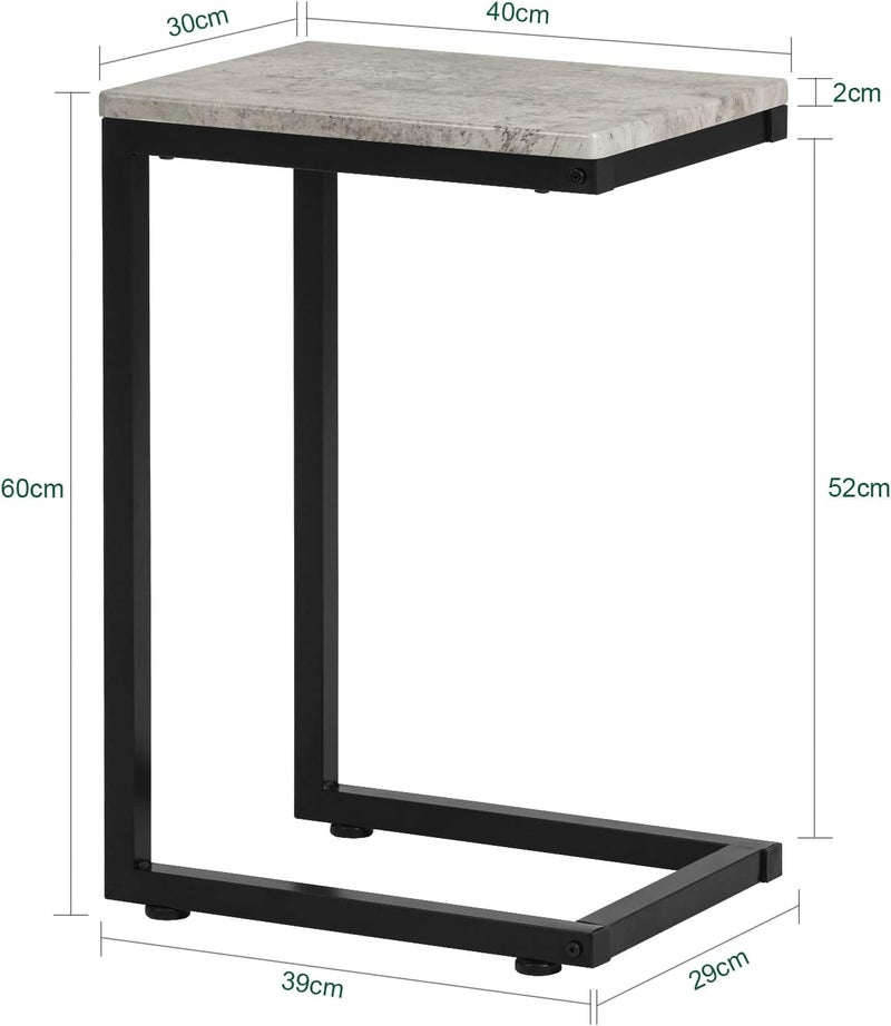 سو باي طاولات خدمة طاولة خدمة طاولة جانبية Side Table Coffee Small Table Narrow C-Shaped End Bed Side Tables for Living Room,Bedroom,Home Office,Grey Tabletop طاولات غرفة المعيشة FBT44-HG - Image 3