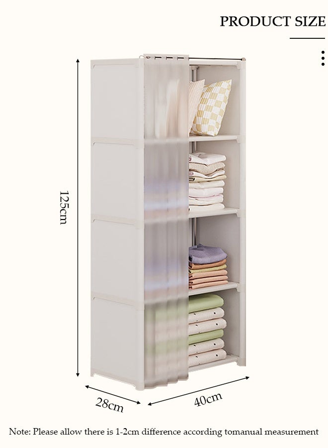 DUNISO خزانة ملابس محمولة من القماش، خزانة كبيرة بسعة تخزين عالية مع 4 رفوف، خزانة لتخزين الملابس مع ستارة، منظم خزانة بإطار معدني لغرفة النوم أو غرفة المعيشة - Image 2