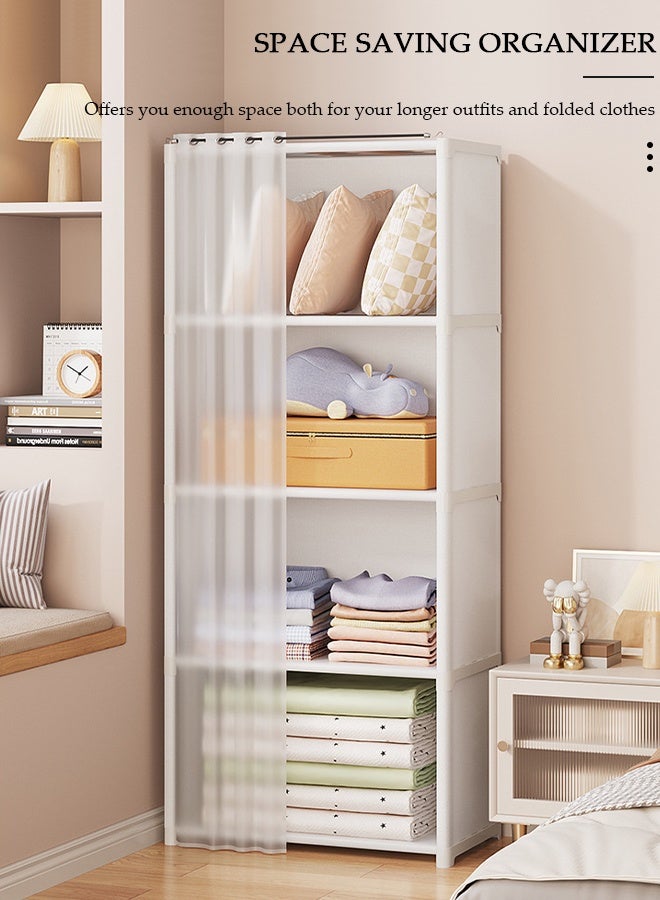 DUNISO خزانة ملابس محمولة من القماش، خزانة كبيرة بسعة تخزين عالية مع 4 رفوف، خزانة لتخزين الملابس مع ستارة، منظم خزانة بإطار معدني لغرفة النوم أو غرفة المعيشة - Image 4