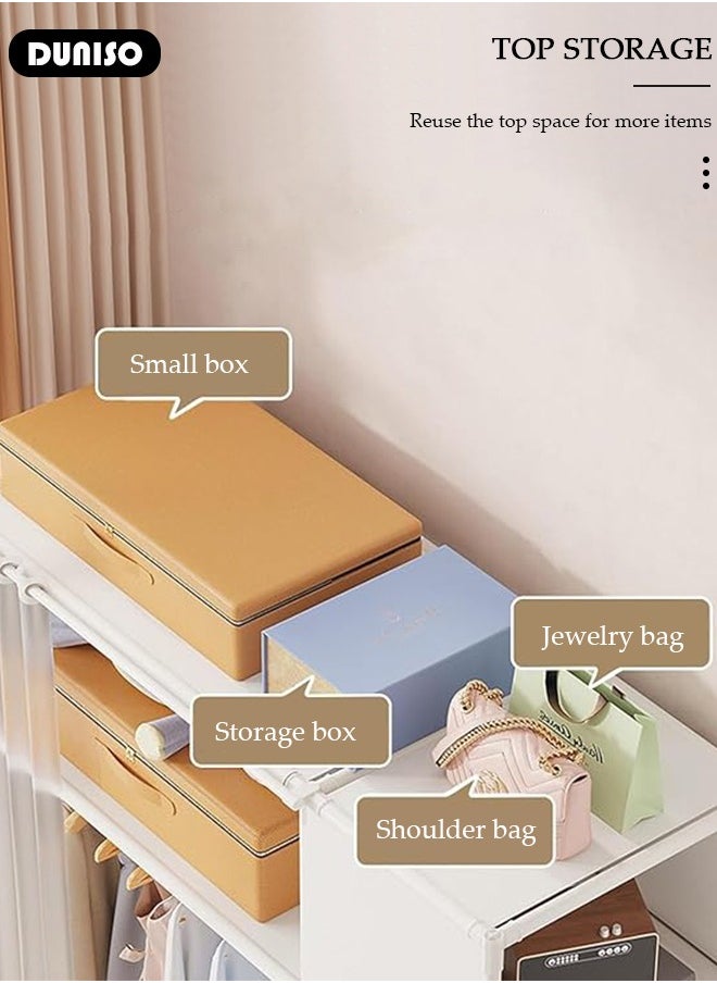 DUNISO Portable Fabric Wardrobe, Large Capacity Wardrobe Closet Organizer with 4 Storage Shelves, Clothes Storage Cabinet with Curtain, Closet Organizer with Metal Frame for Bedroom Living Room  - Image 3