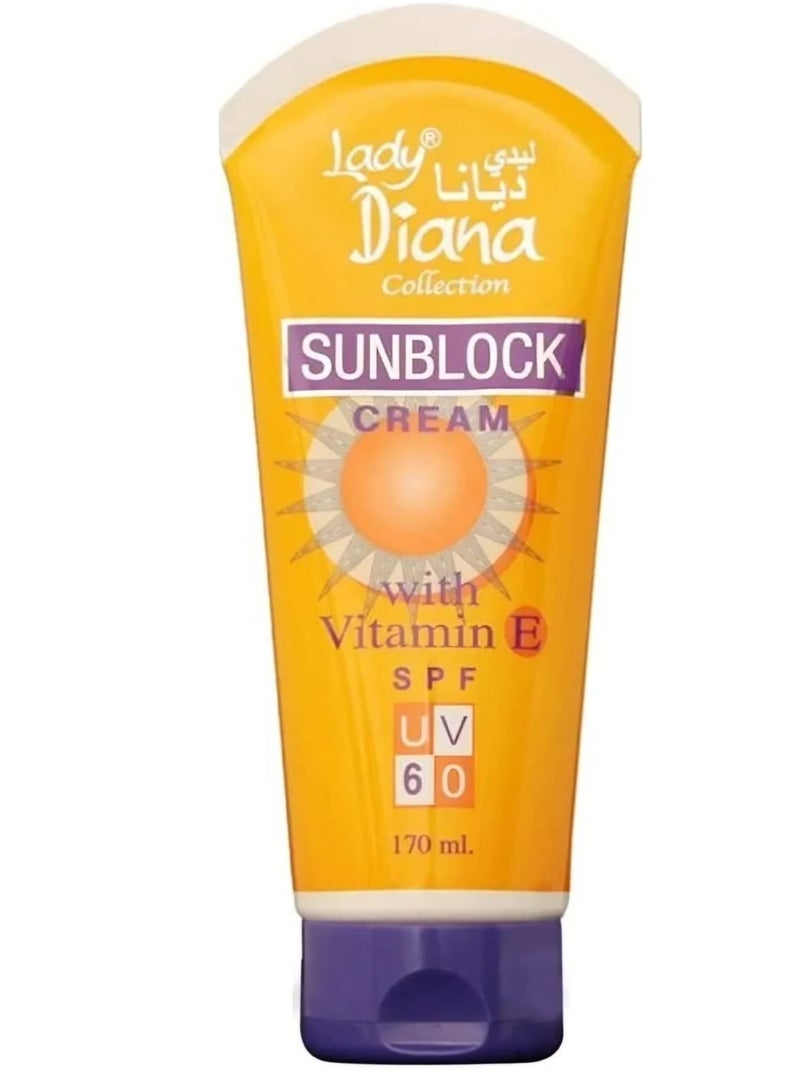 Lady Diana SPF UV 60 Sunblock and Whitening Lotion for Face and Body, 170ml - Image 1