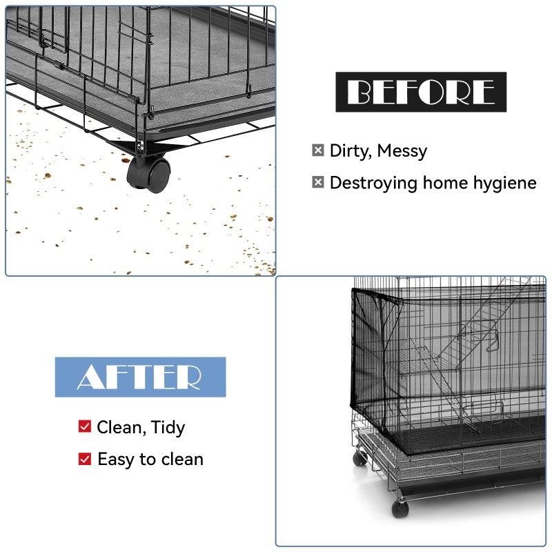 Trinkrittey Adjustable Bird Cage Seed Catcher Net Cover Elastic Band Mesh Cover Black for Parrot Cages - Image 4