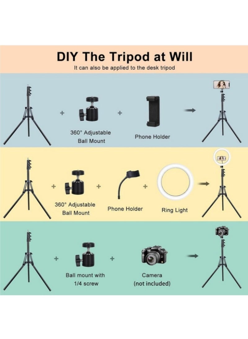 إثارة حلقة إضاءة سيلفي RGB مقاس 10 بوصات مع حامل ثلاثي القوائم قابل للتعديل وجهاز تحكم عن بعد يعمل بالبلوتوث - 37 وضع إضاءة ديناميكي، 3 درجات حرارة لونية (3000 كلفن - 6500 كلفن)، إضاءة سيلفي LED تعمل بمنفذ USB للهاتف، والمكياج، وتسجيل الفيديو، واجتماعات زووم، ويوتيوب، والبث المباشر على تيك توك، الارتفاع 55-210 سم - Image 5