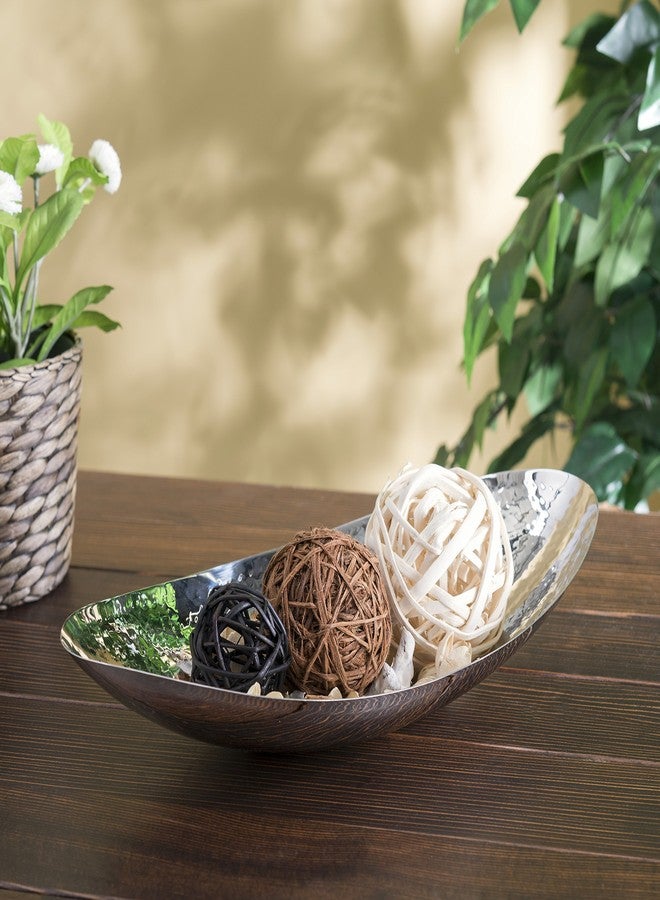 Elegance Hammered 14-1/2 by 8-Inch Stainless Steel Oval Fruit Bowl - Image 5