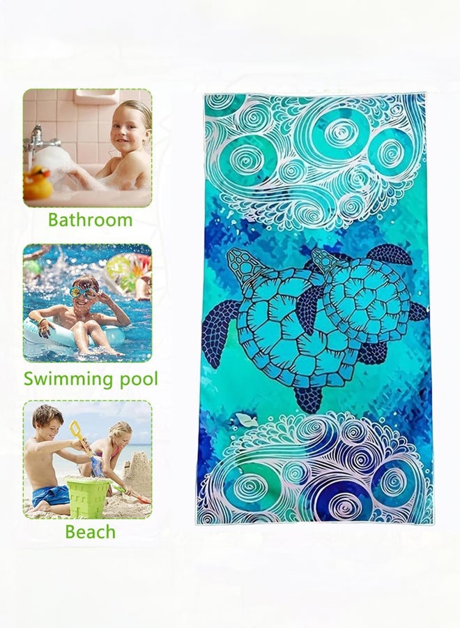شبيلي منشفة شاطئ كبيرة الحجم من الألياف الدقيقة، مناشف شاطئ مقاومة للرمل وإكسسوارات سفر سريعة الجفاف، مناشف مسبح باردة قابلة للغسل وخفيفة تُلف بسهولة، فائقة الامتصاص بحجم ‎150×75‏ سم ونقشة سلحفاة ناعمة - Image 2