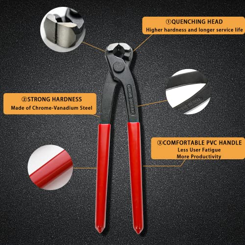 AKIHISA 9 inch Ear Clamp Pliers, Chrome Vanadium Steel Crimper Tool, Nail Remover, Pincer Crimper Tool for Pipe Hose Clamps - Image 2