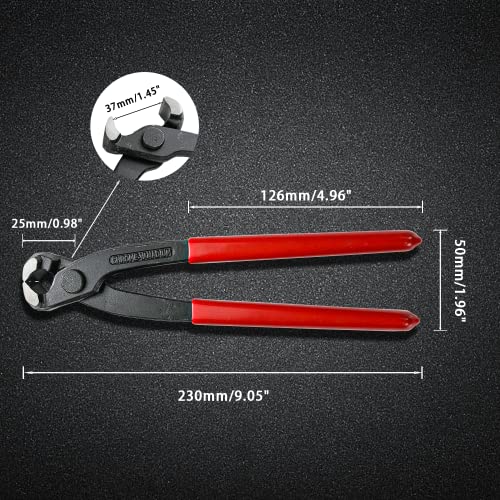 AKIHISA 9 inch Ear Clamp Pliers, Chrome Vanadium Steel Crimper Tool, Nail Remover, Pincer Crimper Tool for Pipe Hose Clamps - Image 3