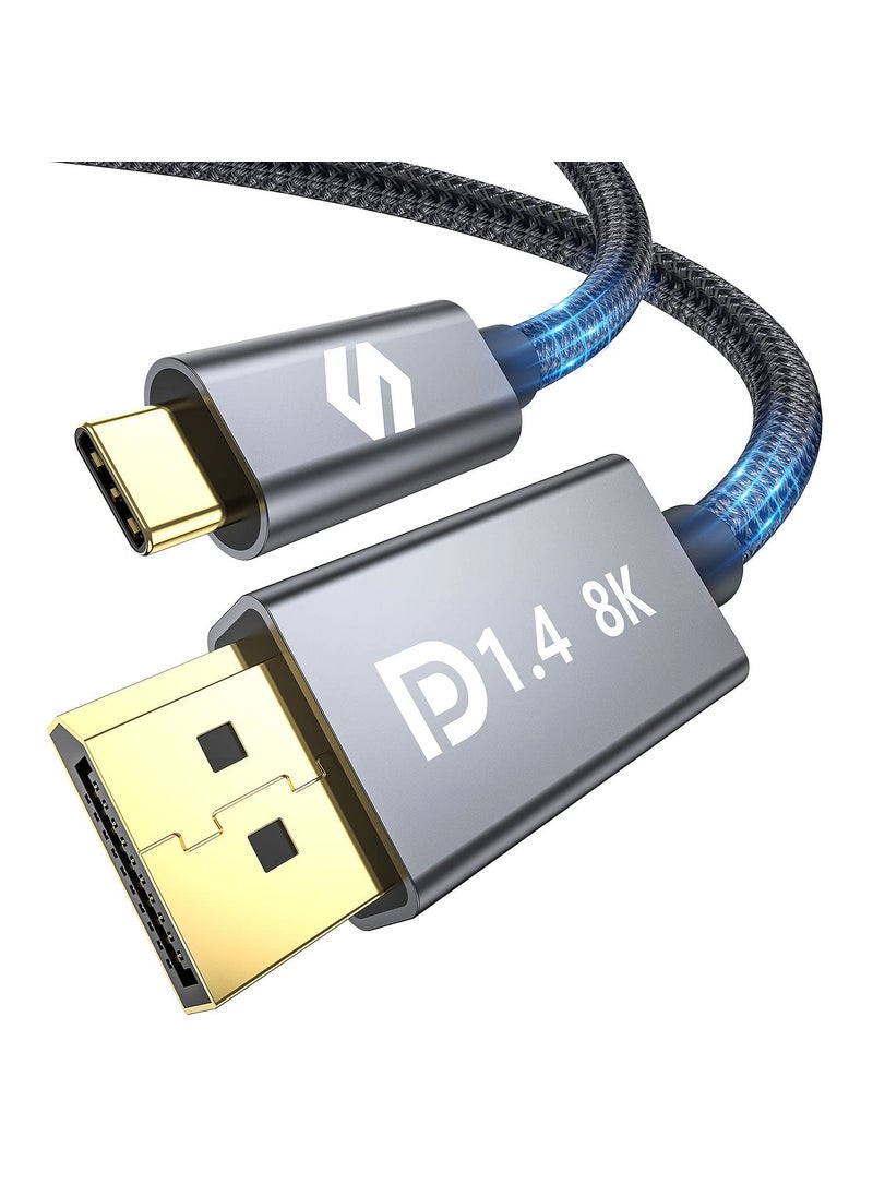 Silkland Silkland USB C to DisplayPort 1.4 Cable 15FT [8K@60Hz, 4K@144Hz 120Hz, 2K@240Hz], 5K Type C to DP 1.4 Cable, [32.4 Gbps, Thunderbolt 4/3 Compatible] for MacBook Pro 2022, M1 Mac Mini, iPad Pro, XPS  - Image 1